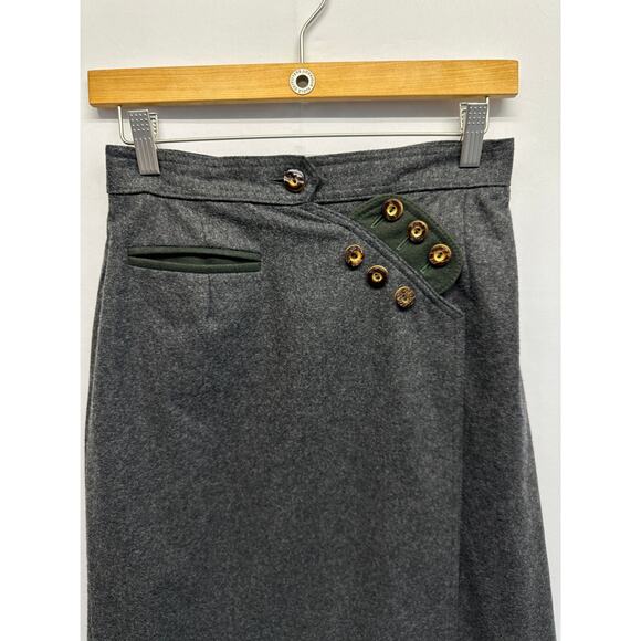 Lodenfrey Austrian Wool Skirt Gray Trim Button Detail Lined 70% Wool Size 38 (6) - Picture 3 of 11